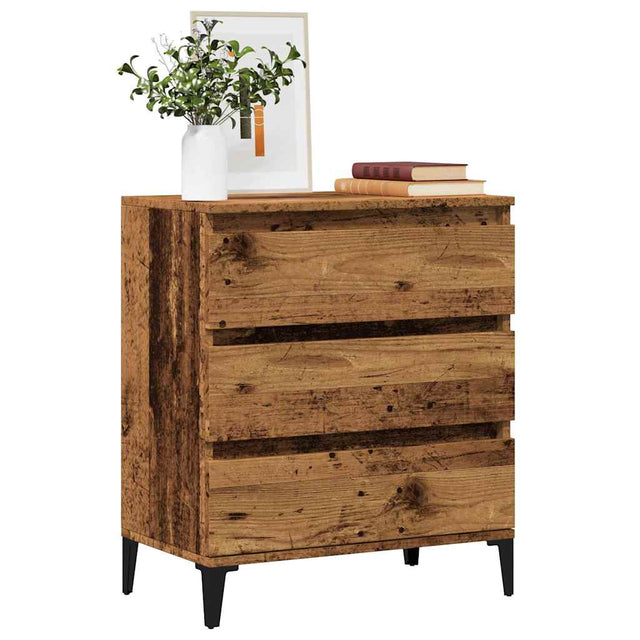 Dressoir 60x35x70 cm bewerkt hout oud houtkleurig - AllerleiShop