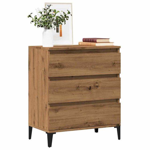 Dressoir 60x35x70 cm bewerkt hout artisanaal eikenkleur - AllerleiShop