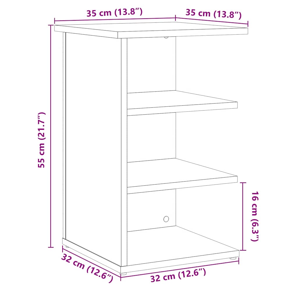 Dressoir 35x35x55 cm bewerkt hout oud houtkleurig - AllerleiShop