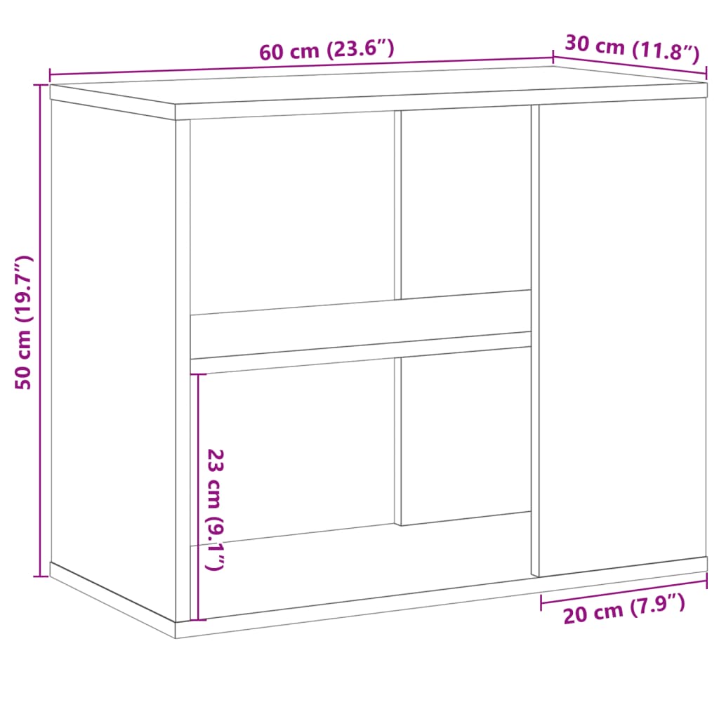 Bijzetkast 60x30x50 cm bewerkt hout artisanaal eikenkleur - AllerleiShop