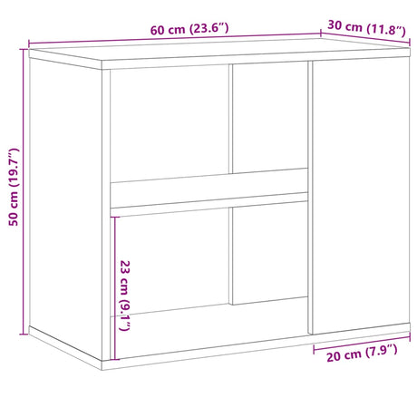 Bijzetkast 60x30x50 cm bewerkt hout artisanaal eikenkleur - AllerleiShop