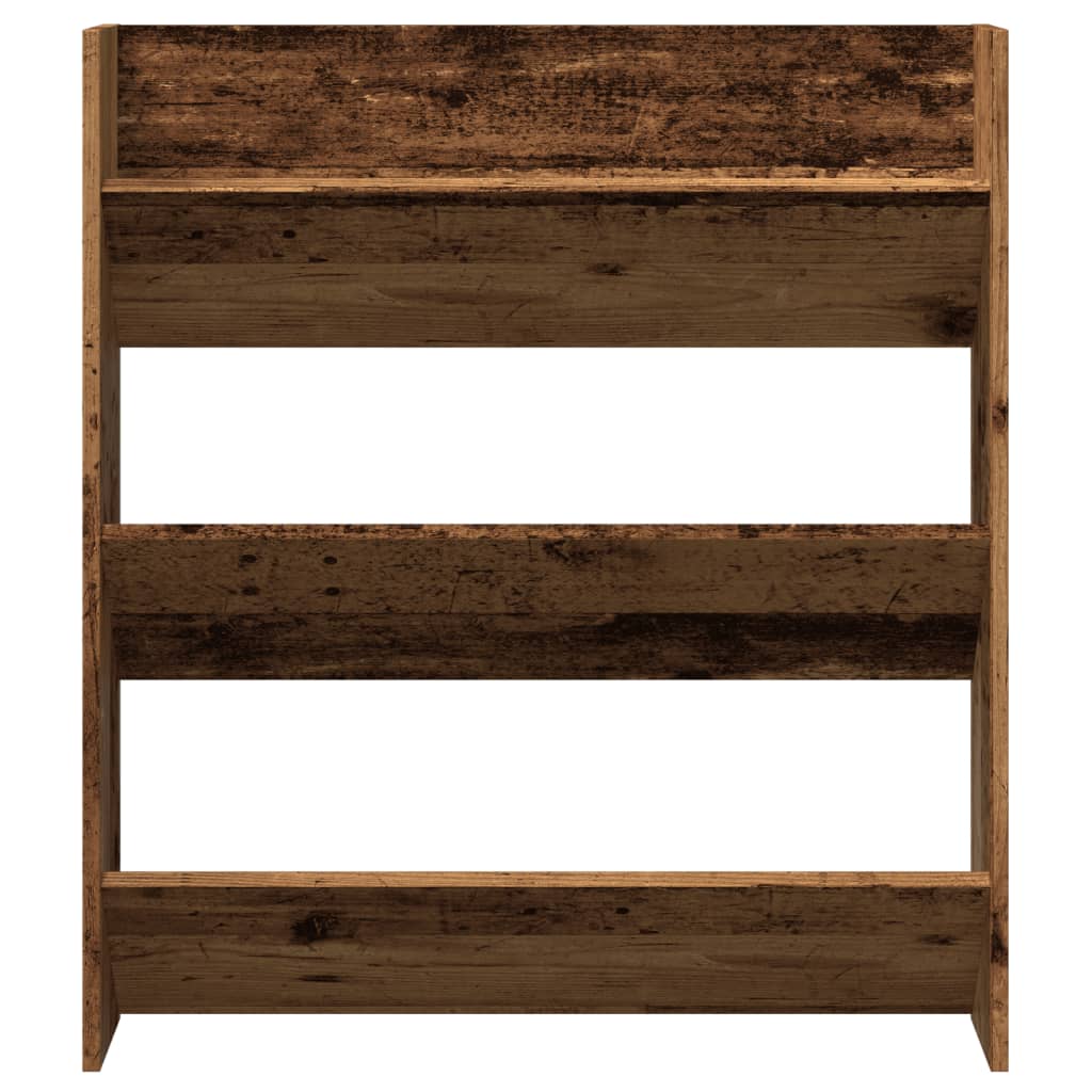 Wandschoenenkast 80x18x90 cm bewerkt hout oud houtkleurig - AllerleiShop