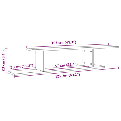 Tv-wandschap 125x18x23 cm bewerkt hout oud houtkleurig - AllerleiShop