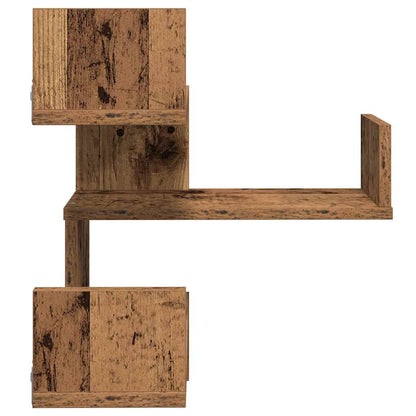 Hoekwandschappen 2 st 40x40x49,5 cm bewerkt hout oud houtkleur - AllerleiShop