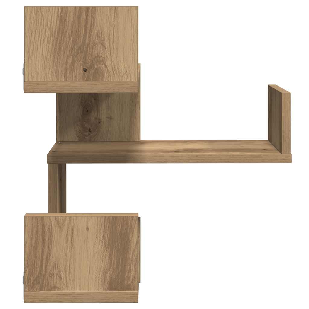 Hoekwandschappen 2 st 40x40x49,5 cm hout artisanaal eiken - AllerleiShop