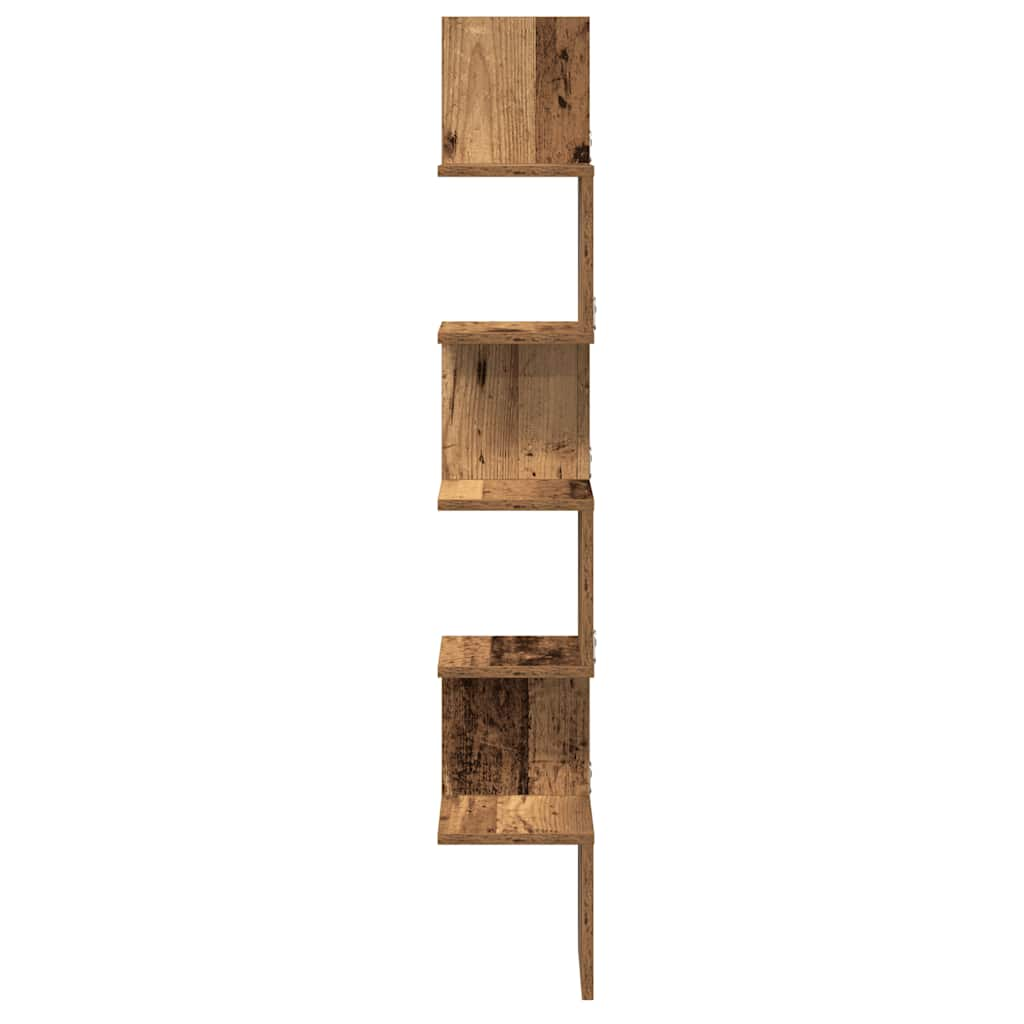 Hoekwandschap 20x20x127,5 cm bewerkt hout oud houtkleurig - AllerleiShop