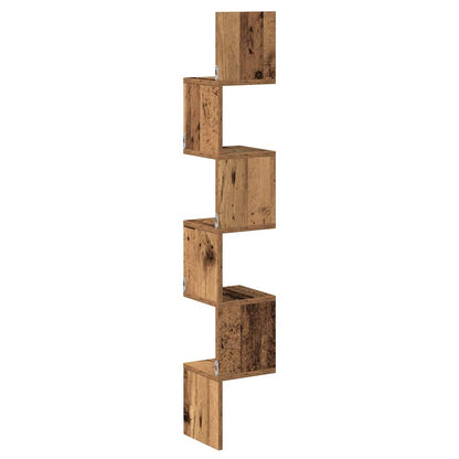 Hoekwandschap 20x20x127,5 cm bewerkt hout oud houtkleurig - AllerleiShop