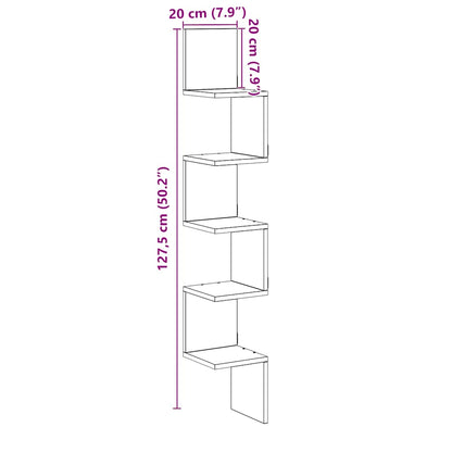 Hoekwandschap 20x20x127,5 cm bewerkt hout artisanaal eiken - AllerleiShop