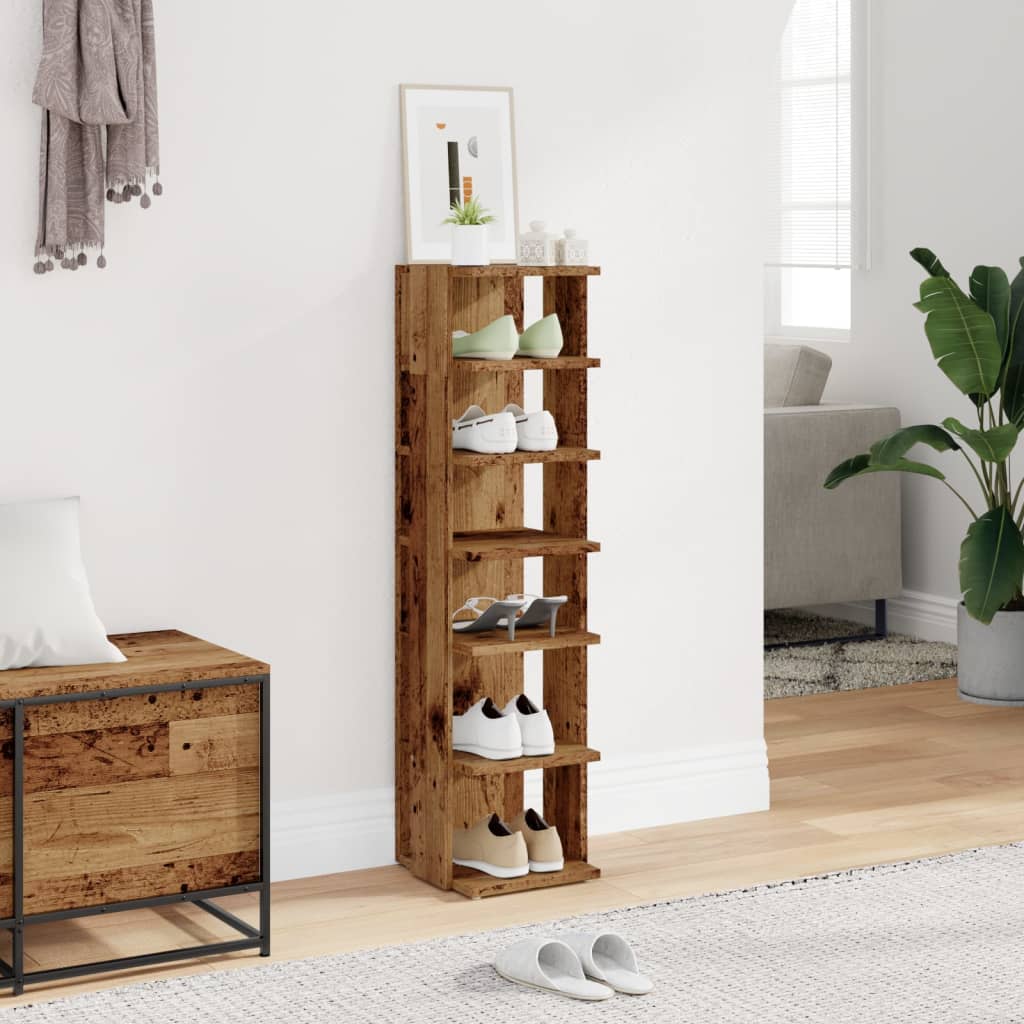 Schoenenkast 28x27x102 cm bewerkt hout oud houtkleurig - AllerleiShop