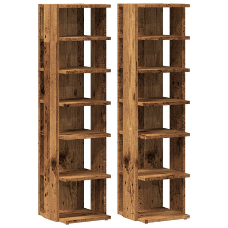 Schoenenkasten 2 st 28x27x102 cm bewerkt hout oud houtkleurig - AllerleiShop