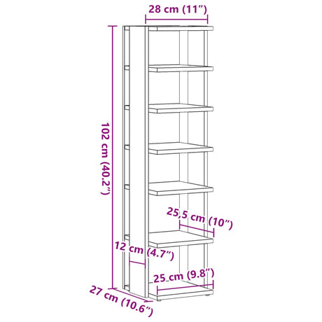 Schoenenkasten 2 st 28x27x102 cm bewerkt hout oud houtkleurig - AllerleiShop