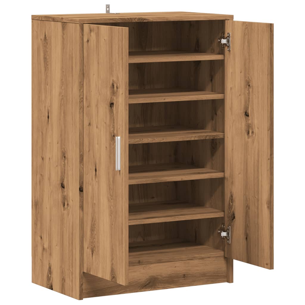 Schoenenkast 60x35x92 cm bewerkt hout artisanaal eikenkleur - AllerleiShop