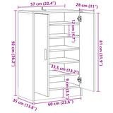 Schoenenkast 60x35x92 cm bewerkt hout artisanaal eikenkleur - AllerleiShop