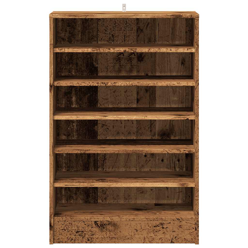 Schoenenkast 60x35x92 cm bewerkt hout oud houtkleurig