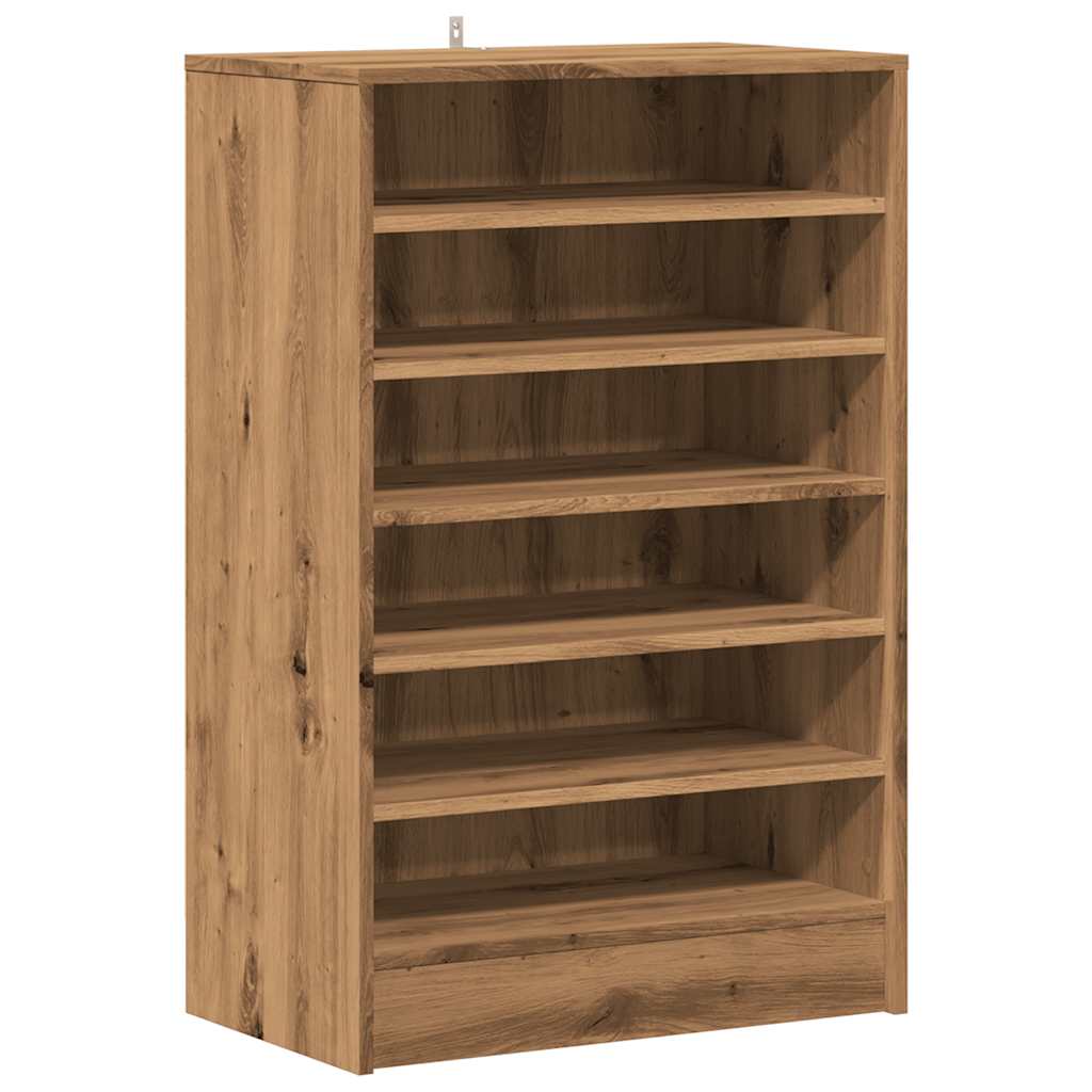 Schoenenkast 60x35x92 cm bewerkt hout artisanaal eikenkleur