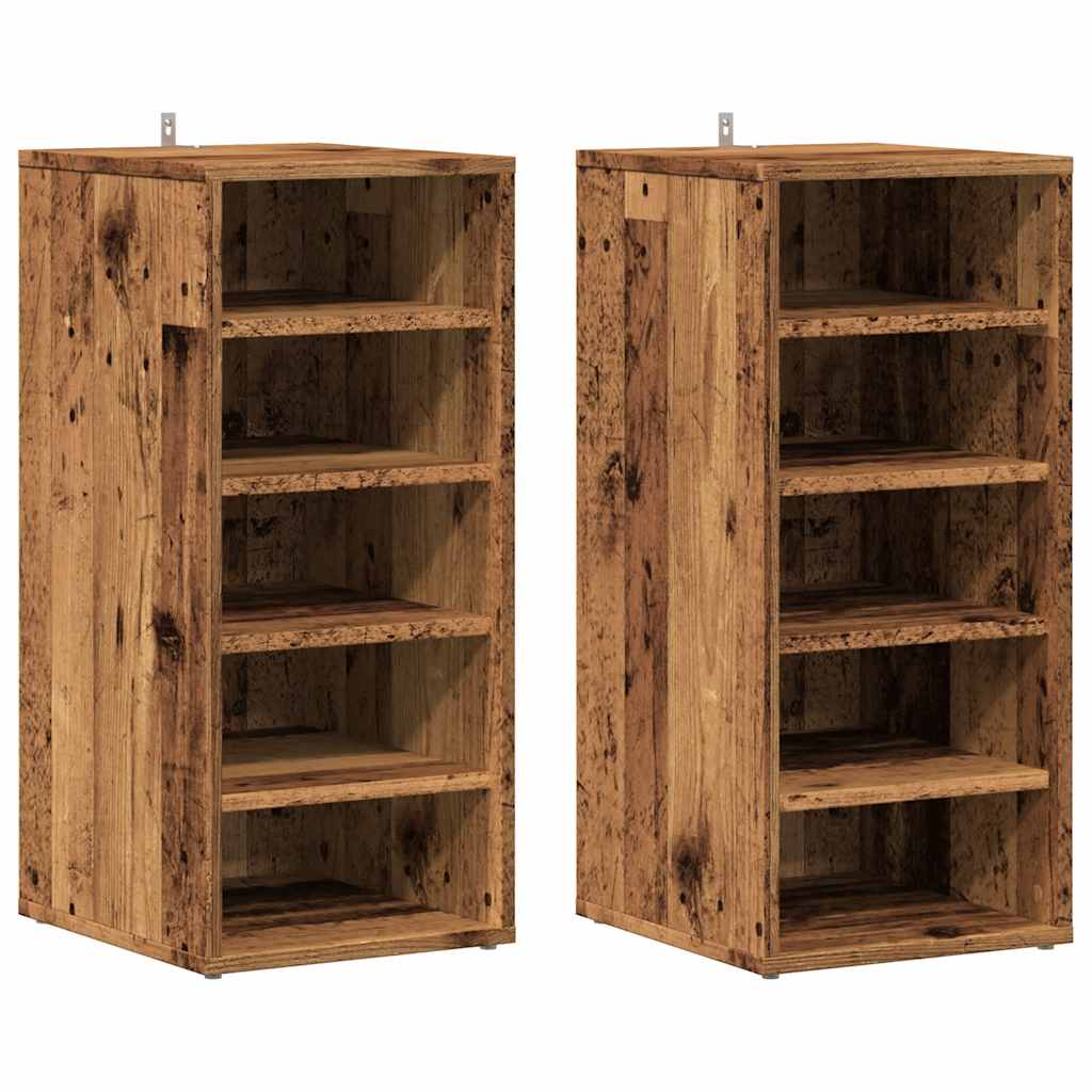 Schoenenkasten 2 st 32x35x70 cm bewerkt hout oud houtkleurig