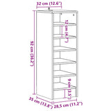 Schoenenkast 32x35x92 cm bewerkt hout oud houtkleurig