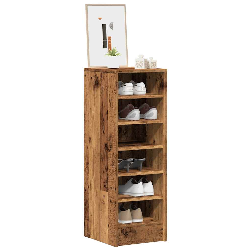 Schoenenkast 32x35x92 cm bewerkt hout oud houtkleurig