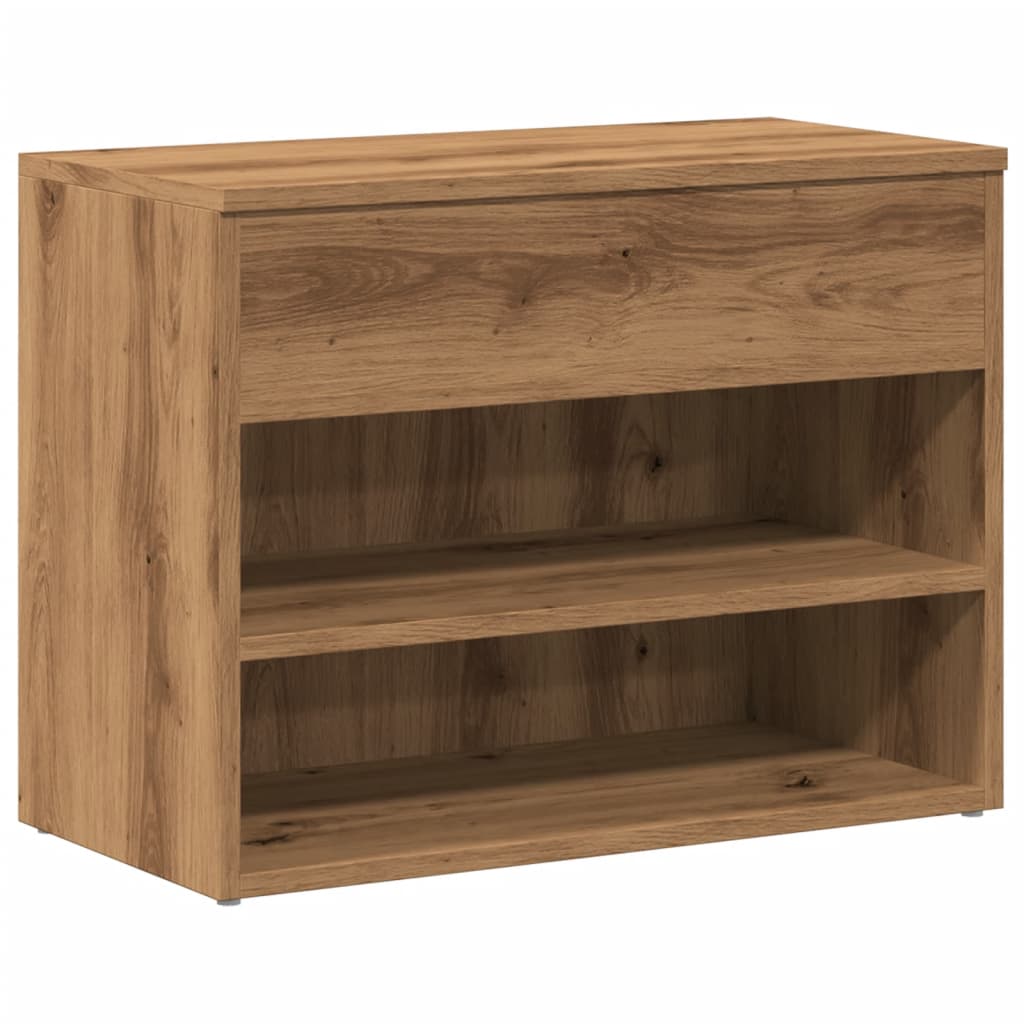 Schoenenbankje 60x30x45 cm bewerkt hout artisanaal eikenkleur - AllerleiShop