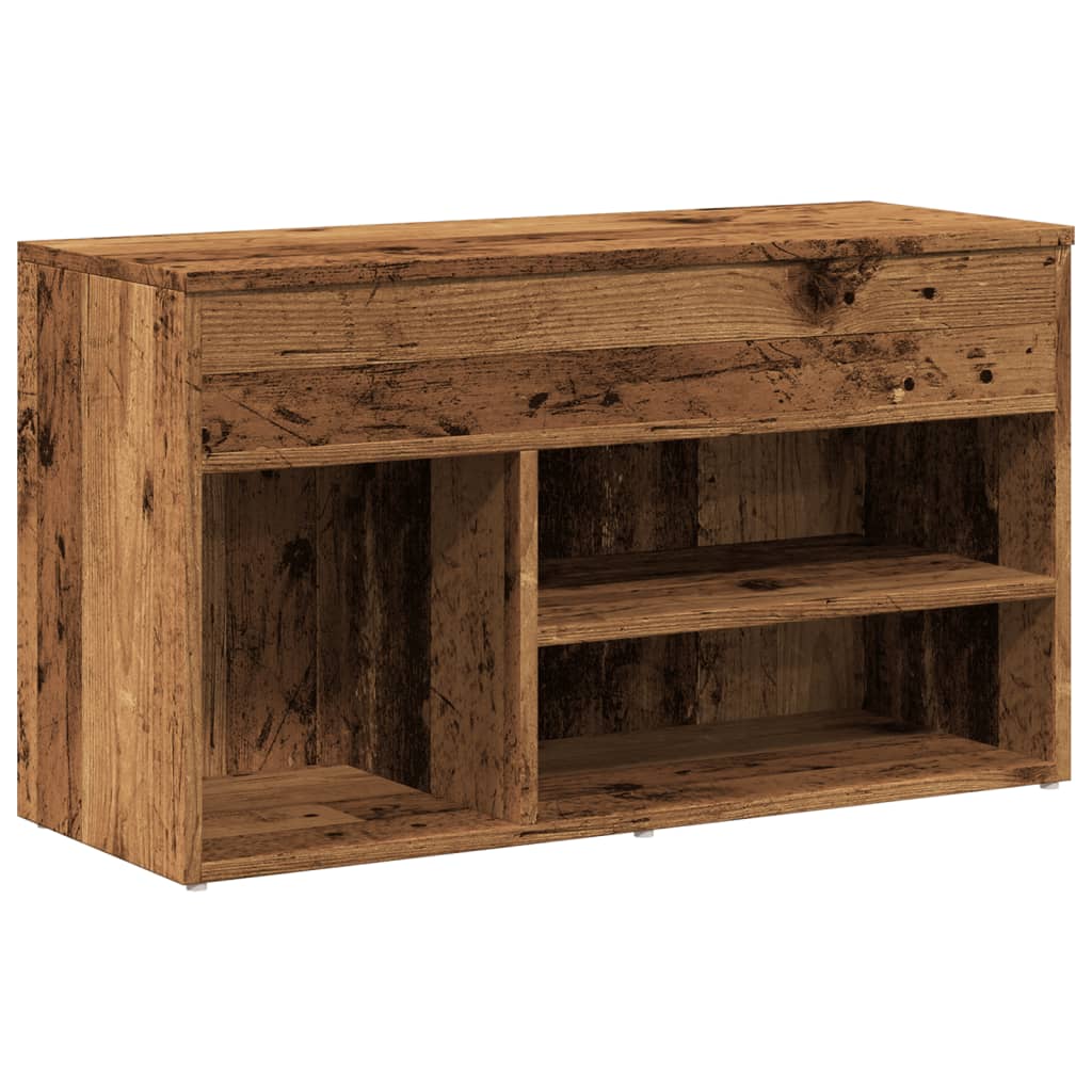 Schoenenbank 80x30x45 cm bewerkt hout oud houtkleurig - AllerleiShop