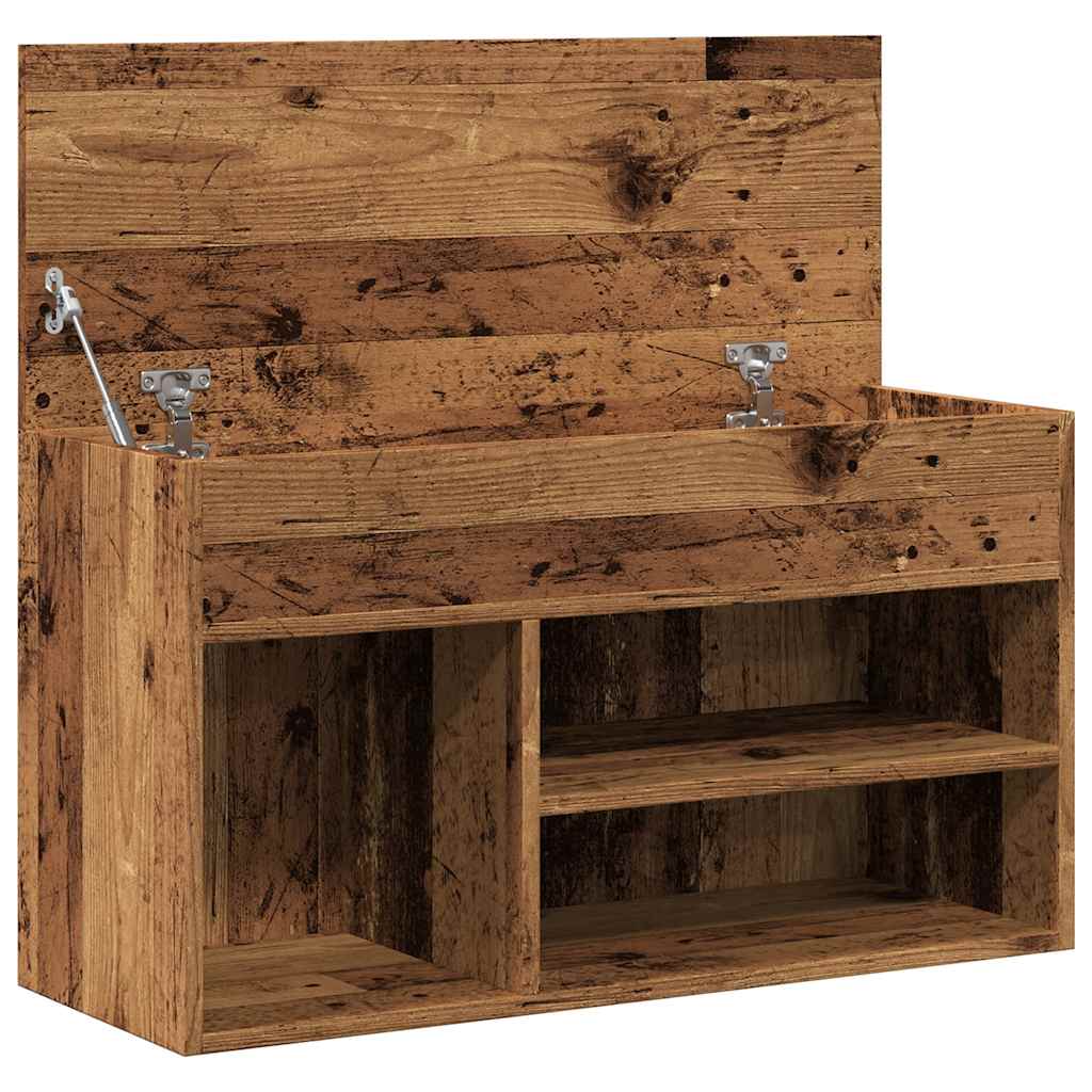 Schoenenbank 80x30x45 cm bewerkt hout oud houtkleurig - AllerleiShop