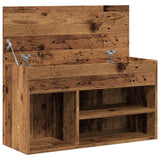 Schoenenbank 80x30x45 cm bewerkt hout oud houtkleurig - AllerleiShop