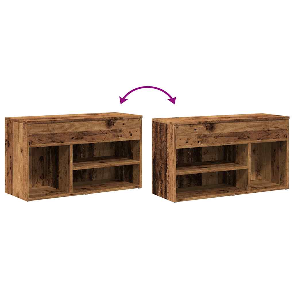 Schoenenbank 80x30x45 cm bewerkt hout oud houtkleurig - AllerleiShop