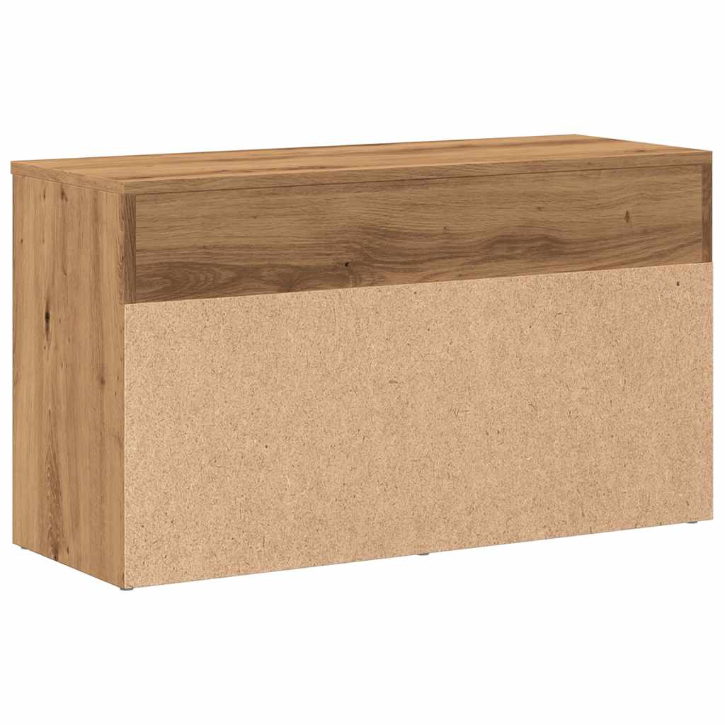 Schoenenbankje 80x30x45 cm bewerkt hout artisanaal eikenkleur