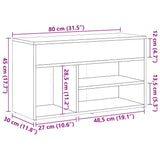 Schoenenbankje 80x30x45 cm bewerkt hout artisanaal eikenkleur