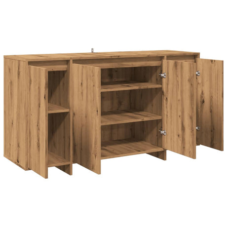 Dressoir 135x41x75 cm bewerkt hout artisanaal eikenkleur - AllerleiShop