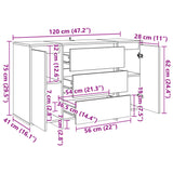 Dressoir 120x41x75 cm bewerkt hout artisanaal eikenkleur - AllerleiShop