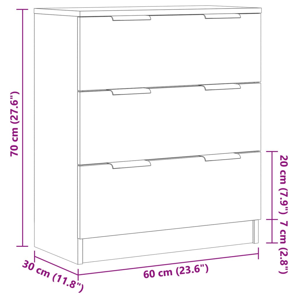 Dressoir 60x30x70 cm bewerkt hout oud houtkleurig - AllerleiShop