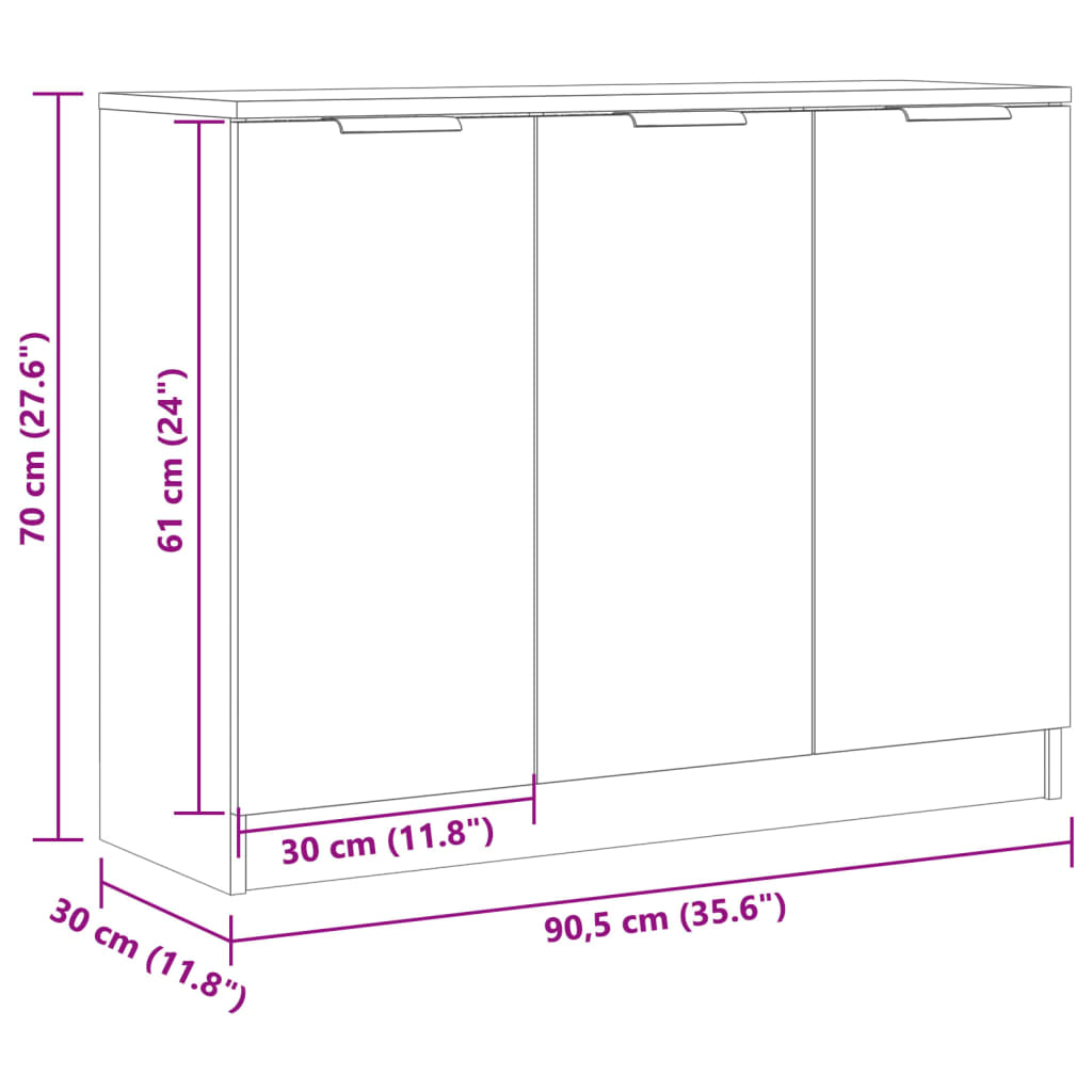 Dressoir 90,5x30x70 cm bewerkt hout oud houtkleurig - AllerleiShop