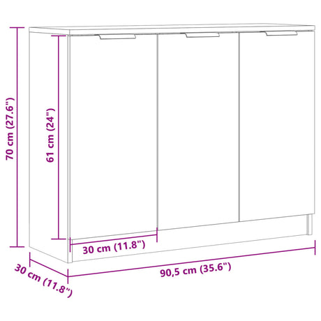 Dressoir 90,5x30x70 cm bewerkt hout artisanaal eikenkleur - AllerleiShop