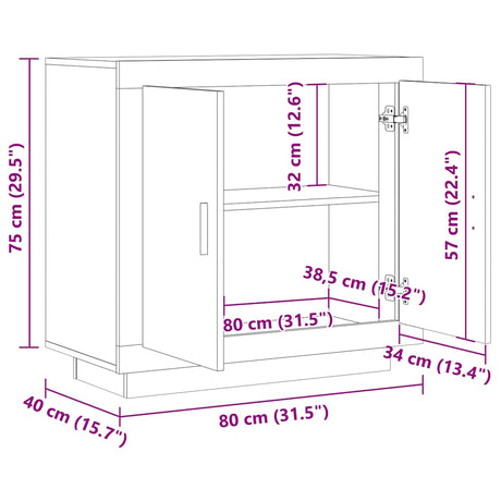 Dressoir 80x40x75 cm bewerkt hout artisanaal eikenkleur - AllerleiShop