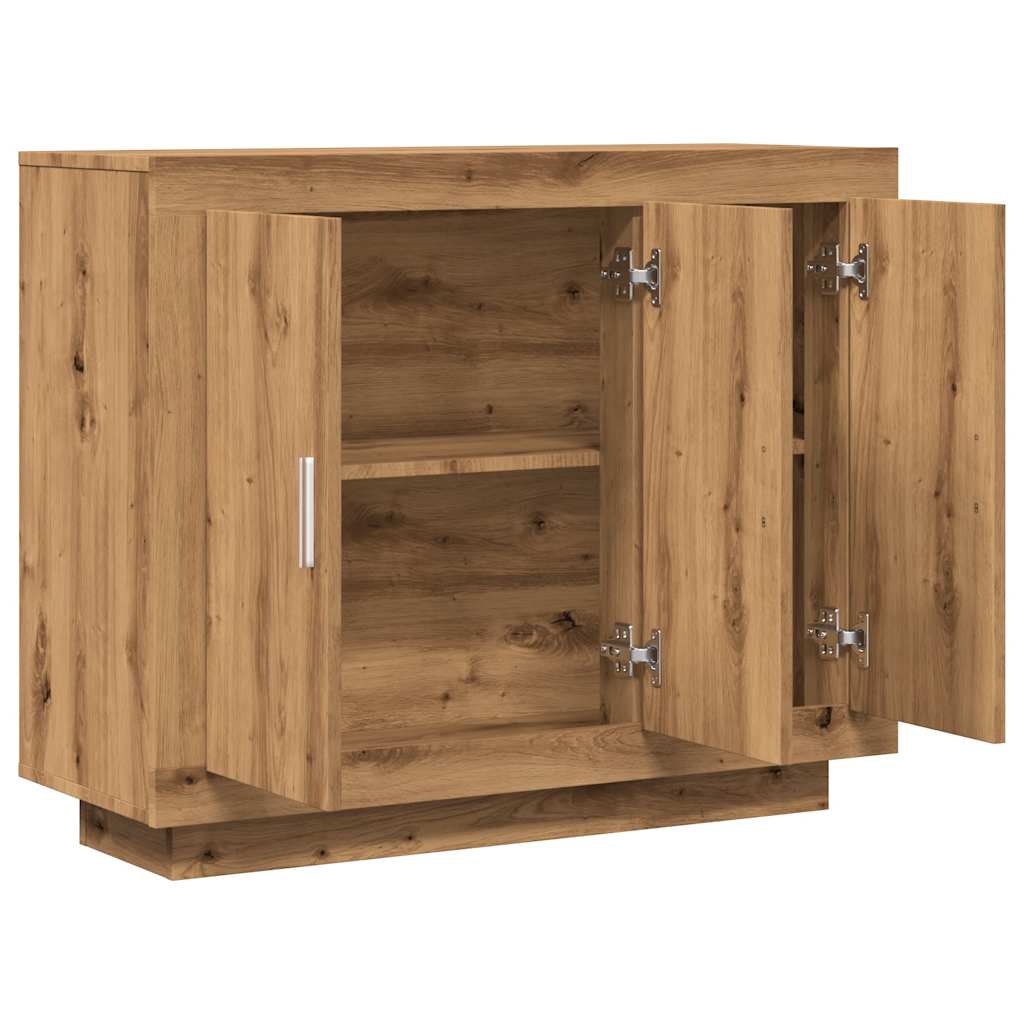 Dressoir 92x35x75 cm bewerkt hout artisanaal eikenkleur - AllerleiShop