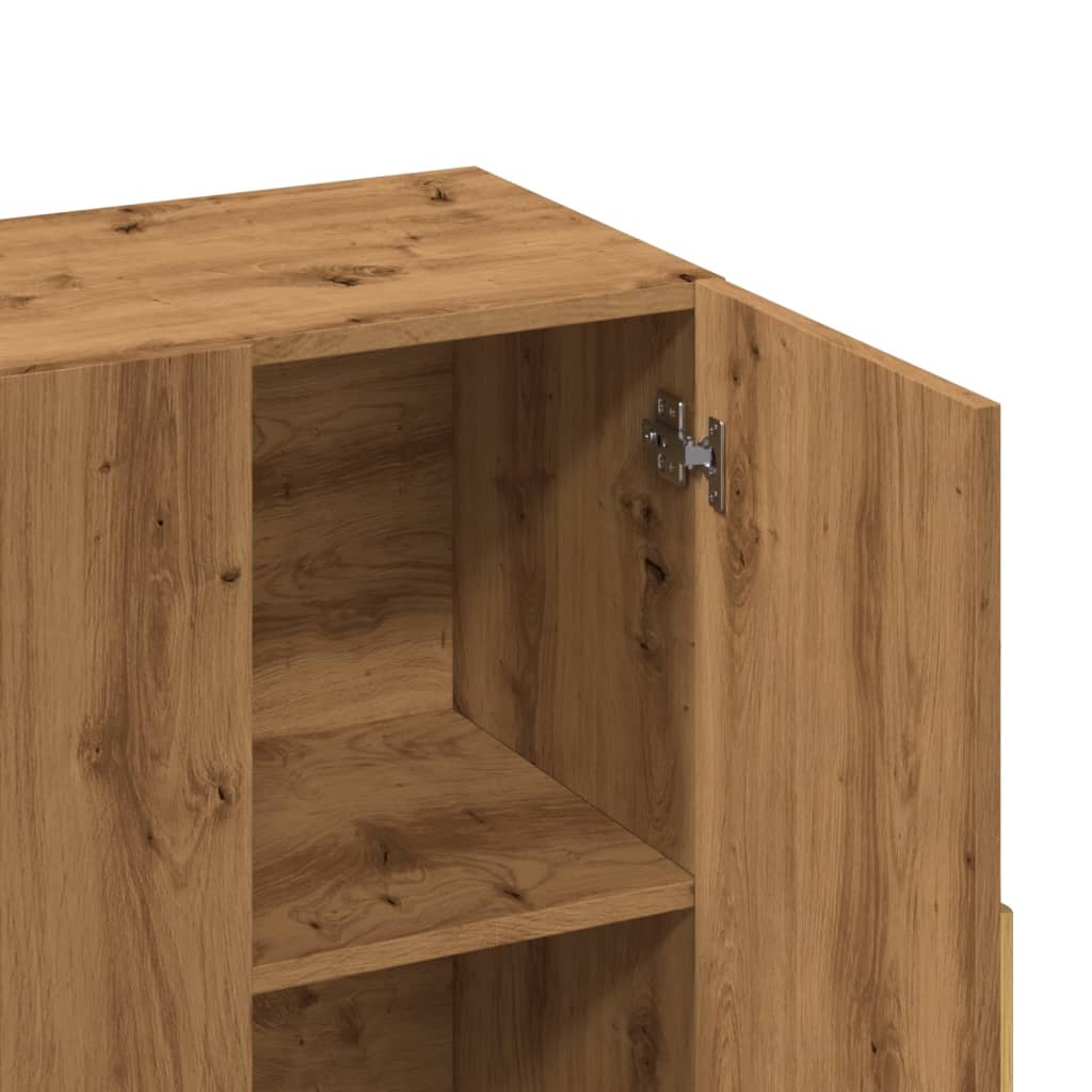 Dressoir 90x34x80 cm bewerkt hout artisanaal eikenkleur - AllerleiShop