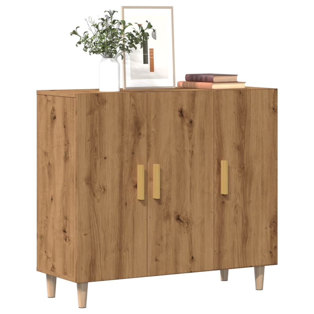 Dressoir 90x34x80 cm bewerkt hout artisanaal eikenkleur - AllerleiShop