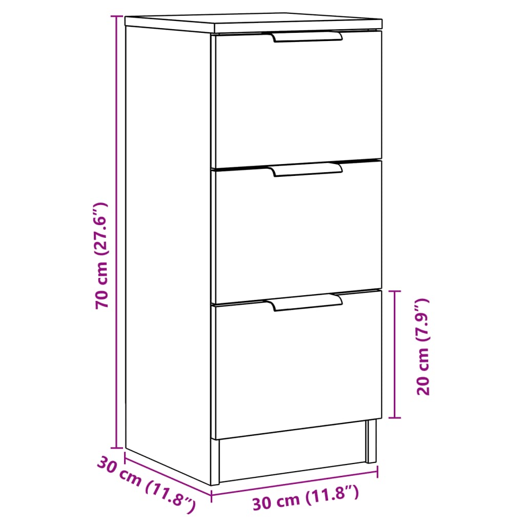 Dressoirs 2 st 30x30x70 cm bewerkt hout oud houtkleurig - AllerleiShop