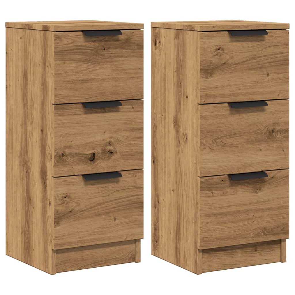 Dressoirs 2 st 30x30x70 cm bewerkt hout artisanaal eikenkleur - AllerleiShop