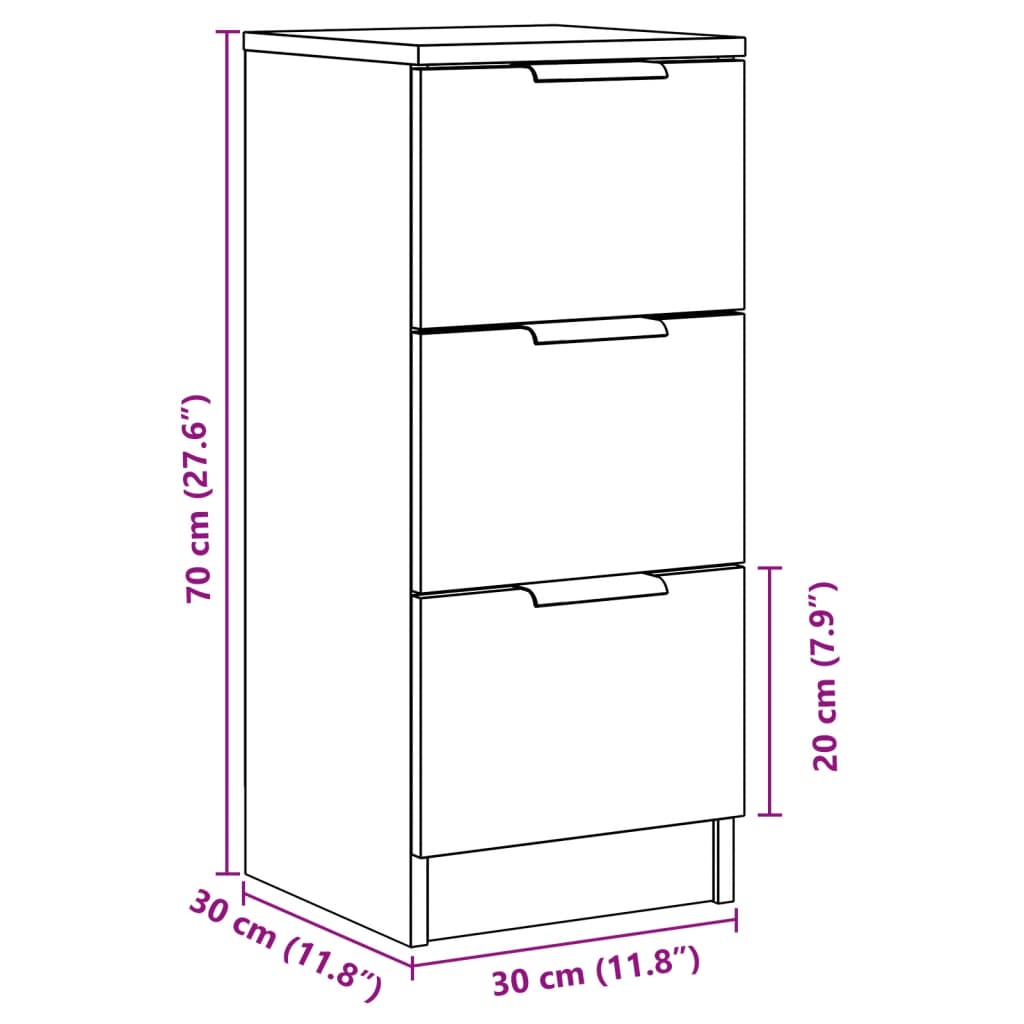 Dressoirs 2 st 30x30x70 cm bewerkt hout artisanaal eikenkleur - AllerleiShop