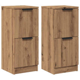 Dressoirs 2 st 30x30x70 cm bewerkt hout artisanaal eikenkleur - AllerleiShop