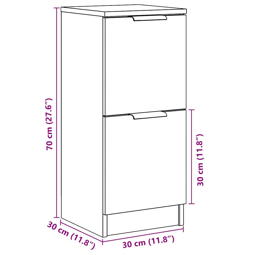 Dressoirs 2 st 30x30x70 cm bewerkt hout artisanaal eikenkleur - AllerleiShop