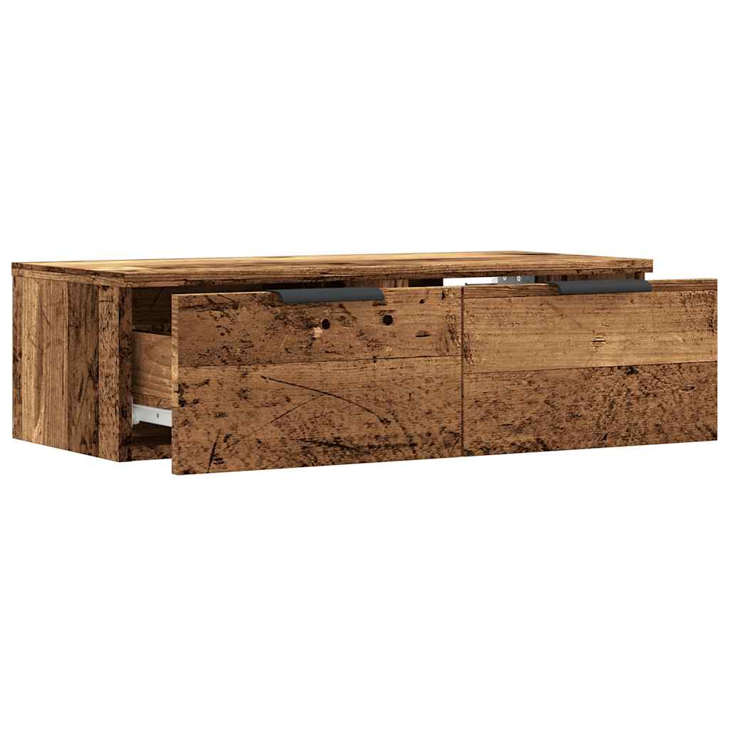 Wandkast 68x30x20 cm bewerkt hout oud houtkleurig