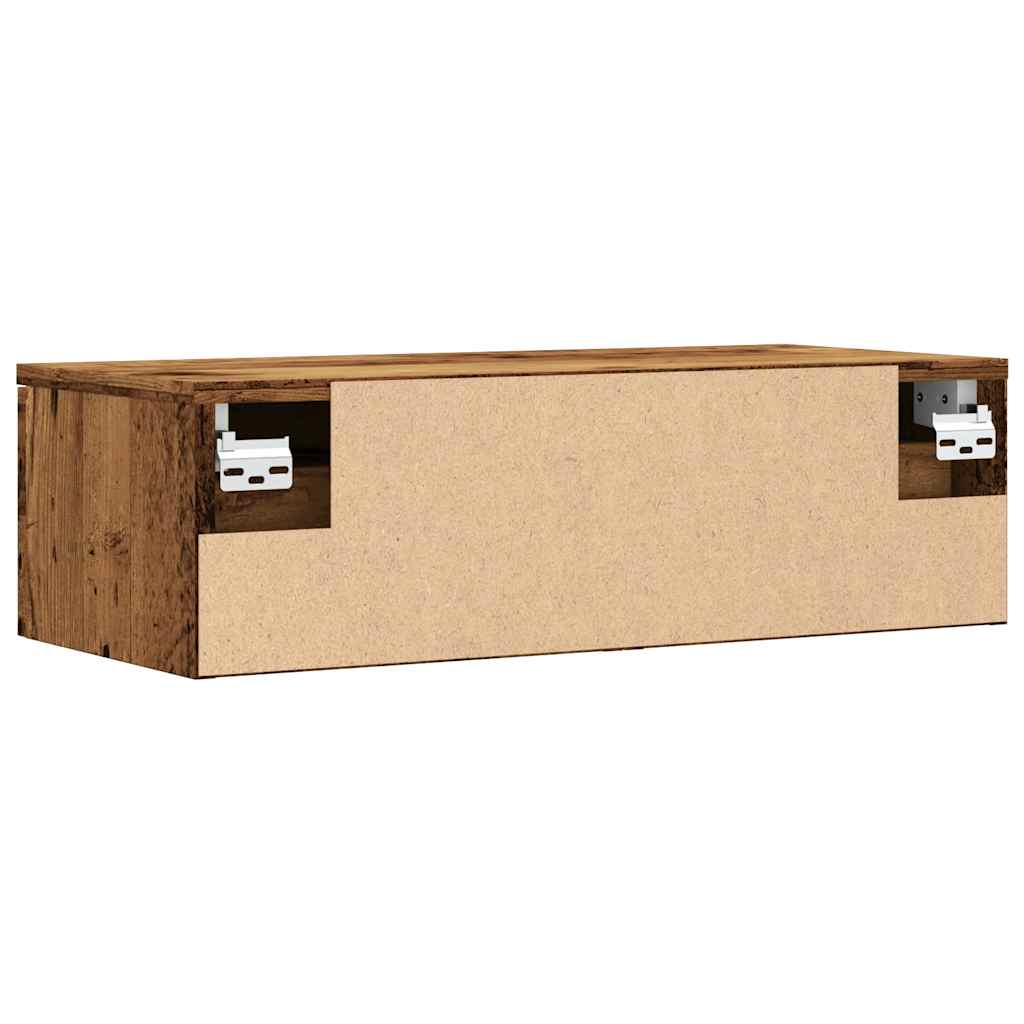 Wandkast 68x30x20 cm bewerkt hout oud houtkleurig