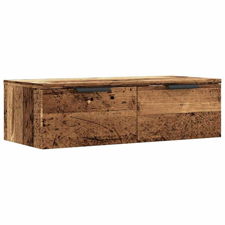 Wandkast 68x30x20 cm bewerkt hout artisanaal eikenkleurig - AllerleiShop