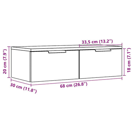 Wandkast 68x30x20 cm bewerkt hout artisanaal eikenkleurig - AllerleiShop