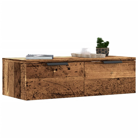 Wandkast 68x30x20 cm bewerkt hout artisanaal eikenkleurig - AllerleiShop