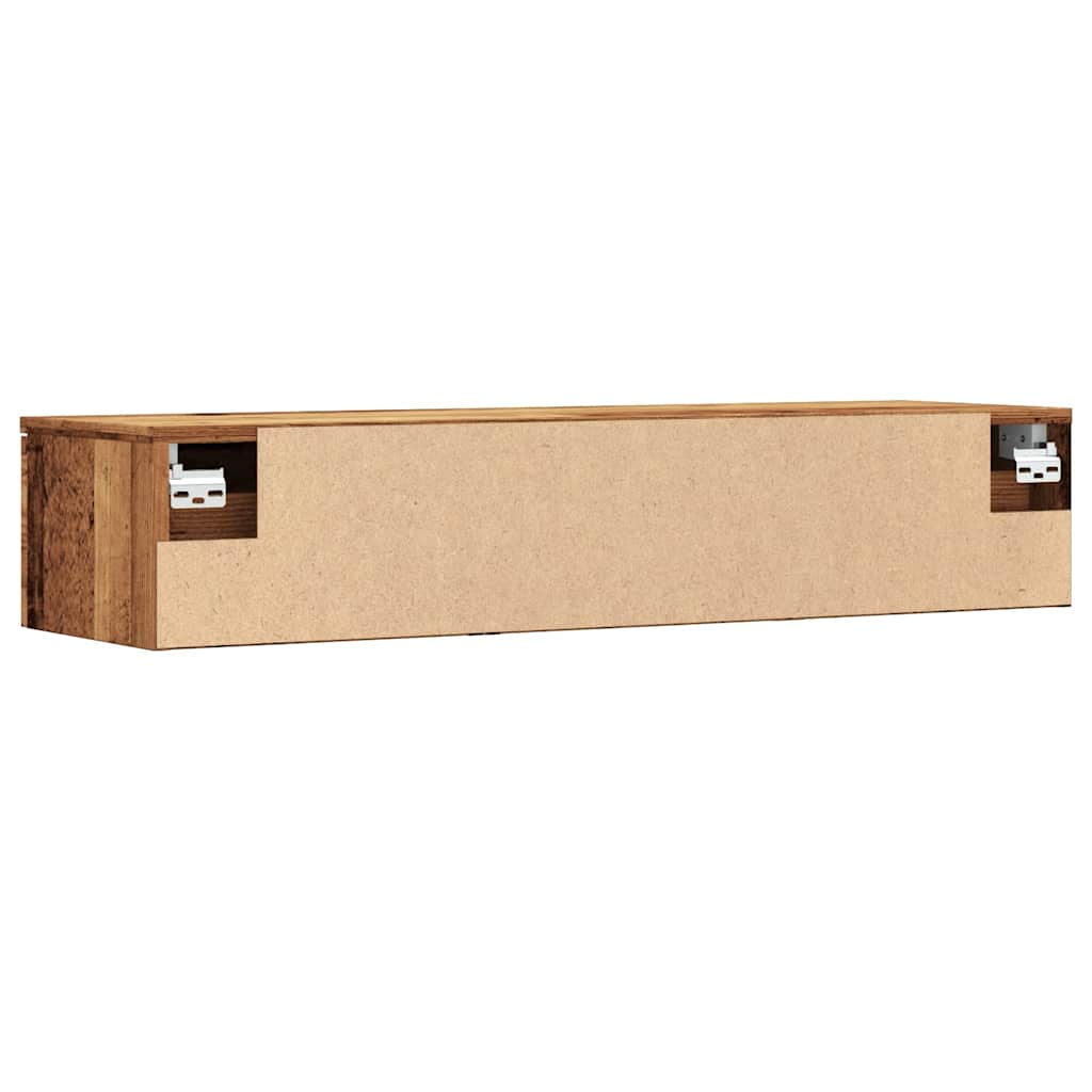 Wandkast 102x30x20 cm bewerkt hout oud houtkleurig - AllerleiShop