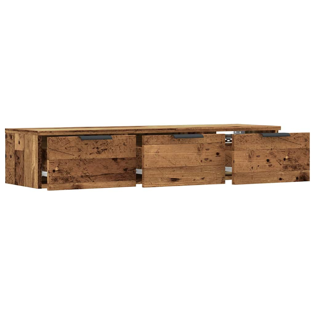 Wandkast 102x30x20 cm bewerkt hout oud houtkleurig - AllerleiShop